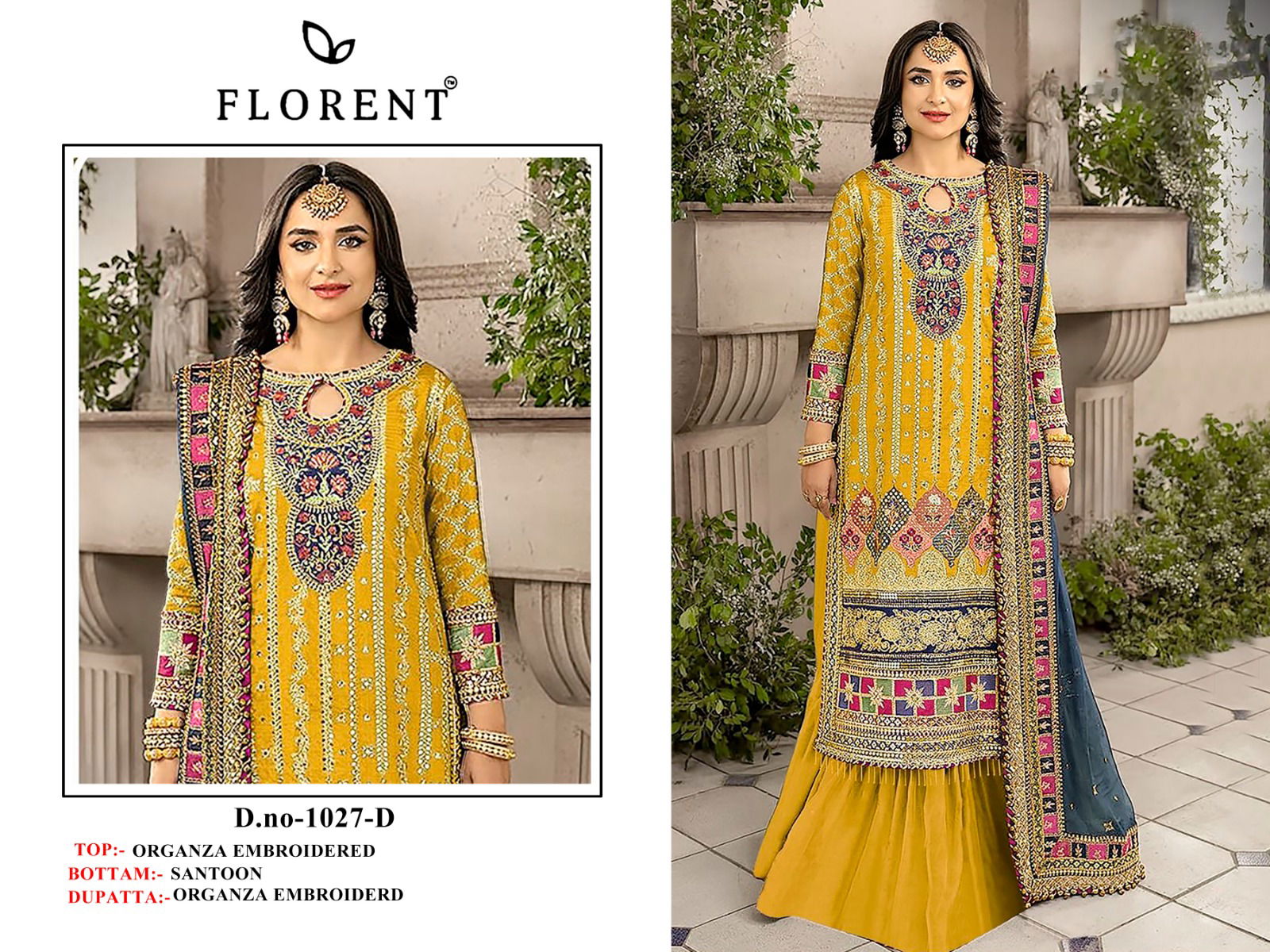 Florent 1027 A To D Organza Embroidered Pakistani Salwar Kameez Wholesale Price